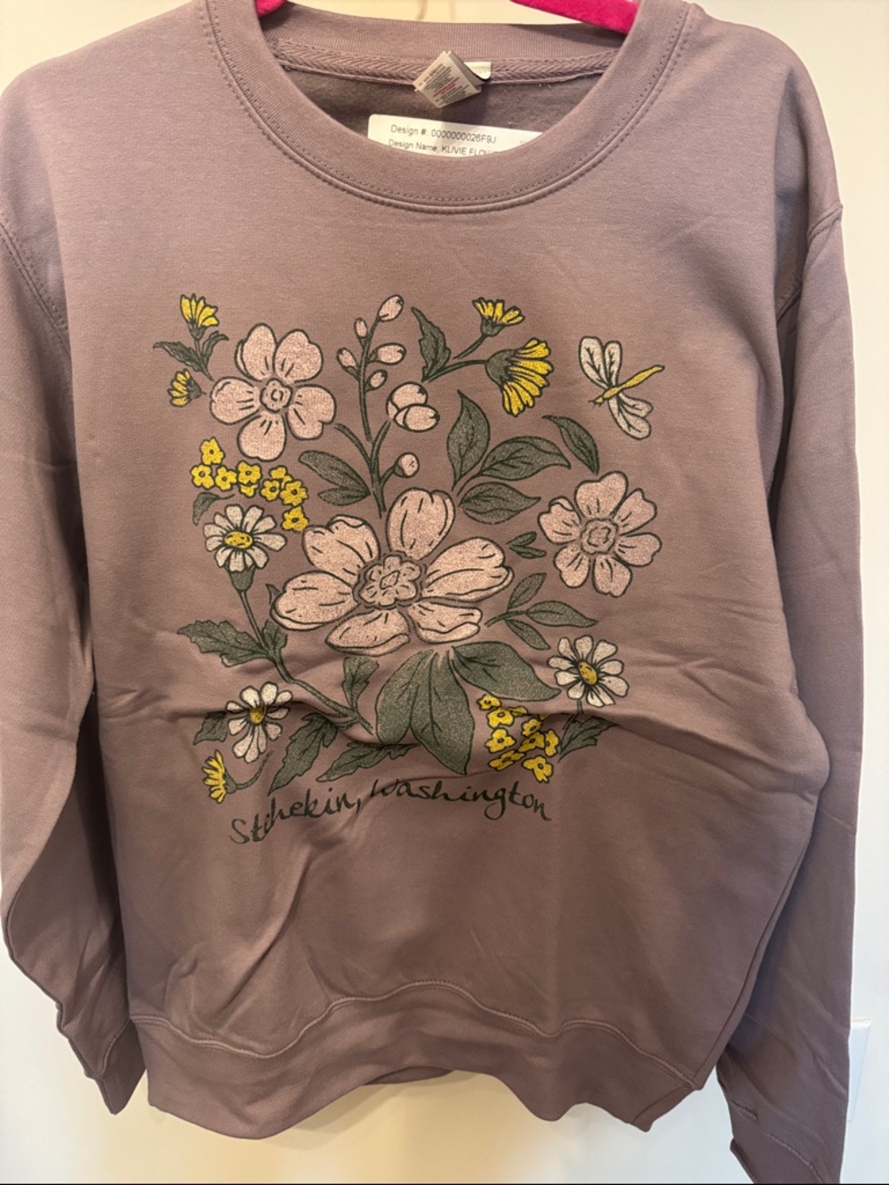Mauve Floral Graphic Crewneck Sweatshirt